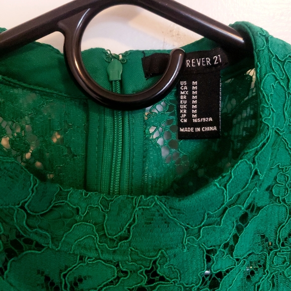 Forever21 green medium lace mini dress - Picture 2 of 4